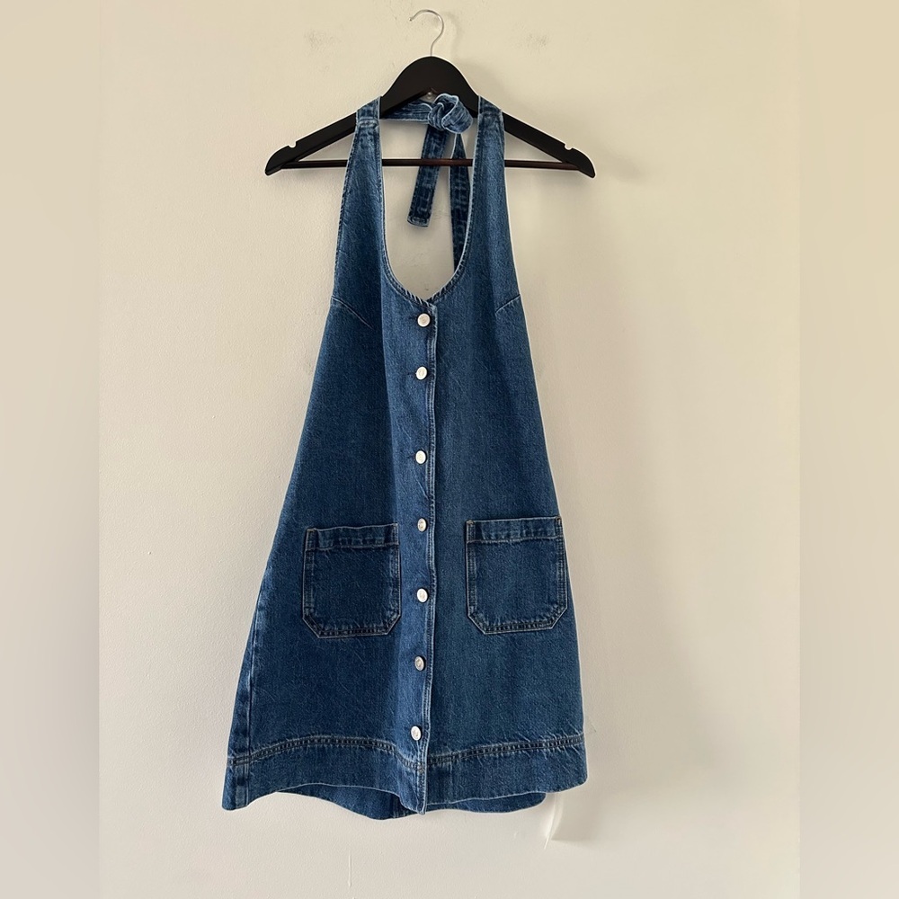 NWT Reformation Brittany Halter Denim Dress - Picture 6 of 14